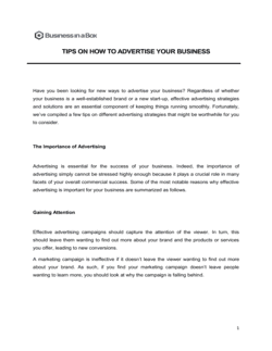 Business-in-a-Box's Tips On How To Advertise Your Business Template