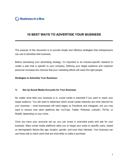 Business-in-a-Box's 10 Best Ways To Advertise Your Business Template