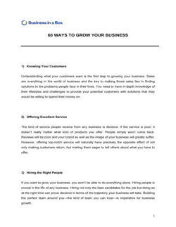 Business-in-a-Box's 60 Ways To Grow Your Business Template