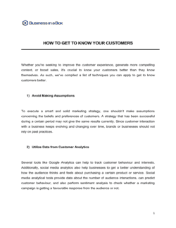 Business-in-a-Box's How To Get To Know You Customers Template