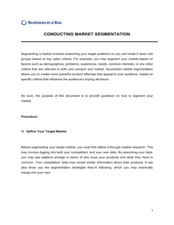 Business-in-a-Box's Conducting Market Segmentation Template