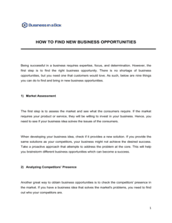 Business-in-a-Box's How To Find New Business Opportunities Template