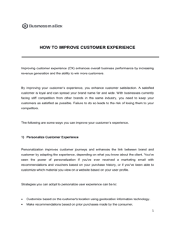 Business-in-a-Box's How To Improve Customer Experience Template