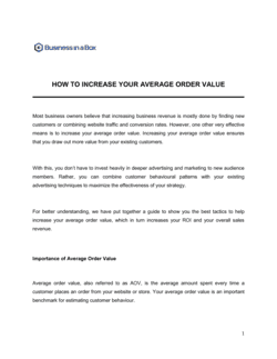 Business-in-a-Box's How To Increase Your Average Order Value Template