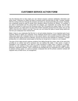 Business-in-a-Box's Customer Service Action Form Template