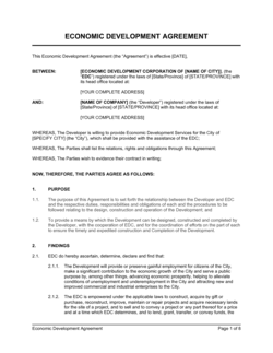 Business-in-a-Box's Economic Development Agreement Template