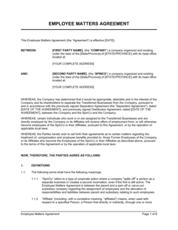 Business-in-a-Box's Employee Matters Agreement Template
