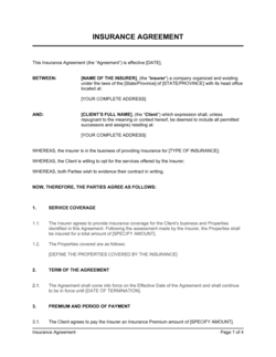 Business-in-a-Box's Insurance Agreement Template