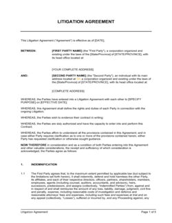 Business-in-a-Box's Litigation Agreement Template