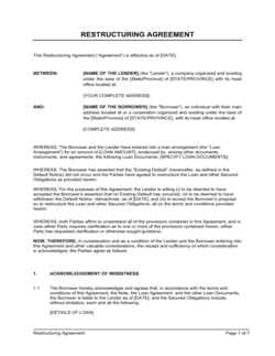 Business-in-a-Box's Restructuring Agreement Template