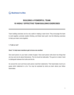 Business-in-a-Box's 10 Highly Effective Team Building Exercises Template