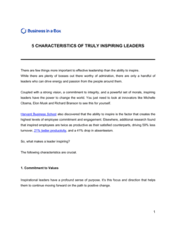 Business-in-a-Box's 5 Characteristics Of Truly Inspiring Leaders Template
