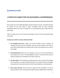 Business-in-a-Box's 8 Effective Habits For The Successful Entrepreneur Template