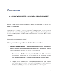 Business-in-a-Box's A Lucrative Guide To Creating A Wealth Mindset Template