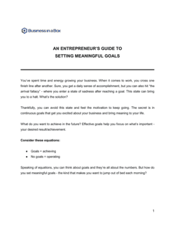 Business-in-a-Box's An Entrepreneurs Guide To Setting Meaningful Goals Template