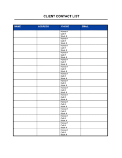 Client Contact List