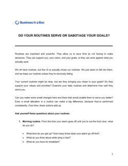 Business-in-a-Box's Do Your Routines Serve Or Sabotage Your Goals Template