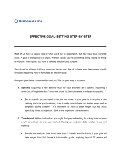 Business-in-a-Box's Effective Goal Setting Step By Step Template