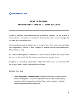 Business-in-a-Box's Fear Of Failure The Greatest Threat To Your Success Template