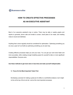 Business-in-a-Box's How To Create Effective Processes As An Executive Assistant Template