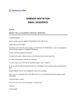 Business-in-a-Box's Seminar Invitation Email Sequence Template