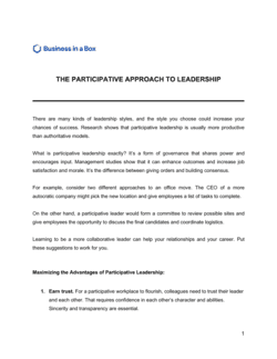 Business-in-a-Box's The Participative Approach To Leadership Template