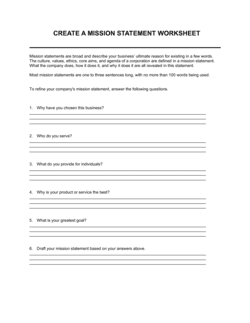 Business-in-a-Box's Worksheet Create A Mission Statement Template