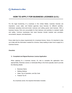 Business-in-a-Box's Business Licenses Checklist Template