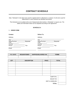 Business-in-a-Box's Contract Schedule Template