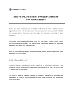 Business-in-a-Box's How To Create Mission and Vision Statements Template