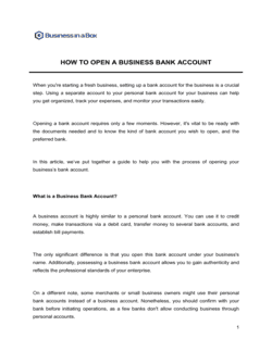 How To Open A Bank Account For A Business