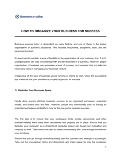 Business-in-a-Box's How To Organize Your Business For Success Template