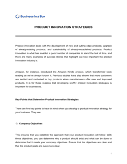 Business-in-a-Box's Product Innovation Strategies Template