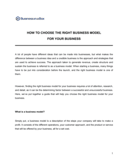 Business-in-a-Box's How To Choose The Right Business Model For Your Business Template