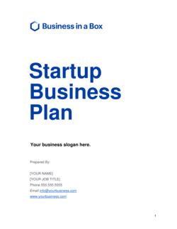Startup Business Plan