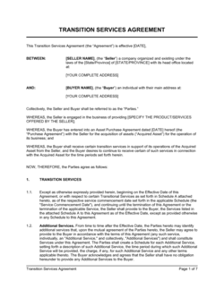 Business-in-a-Box's Transition Services Agreement Template