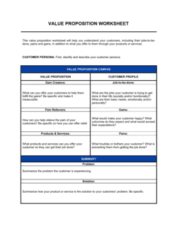 Business-in-a-Box's Value Proposition Worksheet Template
