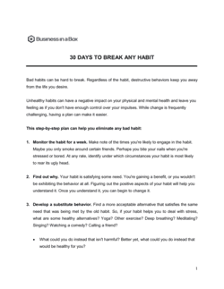 Business-in-a-Box's 30 Days To Break Any Habit Template