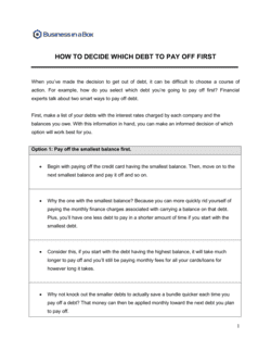 Business-in-a-Box's How To Decibe Which Bebts To Pay Off First Template