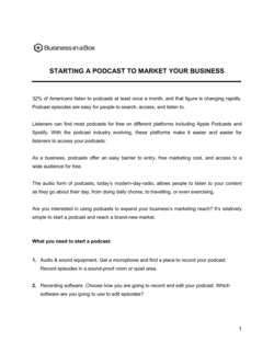 Business-in-a-Box's Starting A Podcast To Market Your Business Template