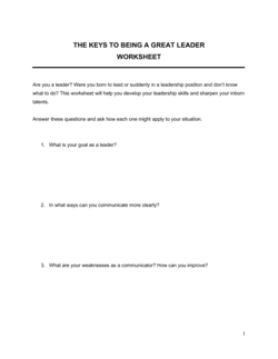 Business-in-a-Box's The Keys To Being A Great Leader Worksheet Template