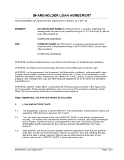 Business-in-a-Box's Shareholder Loan Agreement Template