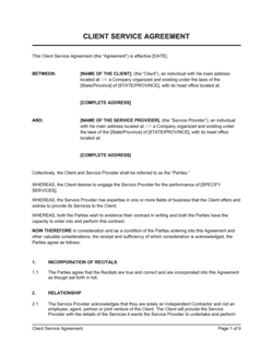 Business-in-a-Box's Client Service Agreement Template