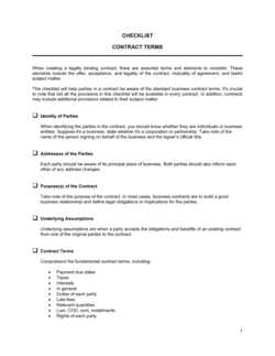 Business-in-a-Box's Contract Terms Checklist Template
