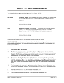 Business-in-a-Box's Equity Distribution Agreement Template