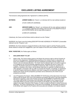Business-in-a-Box's Exclusive Listing Agreement Template