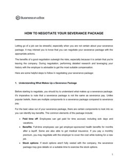 Business-in-a-Box's How To Negotiate Your Severance Package Template