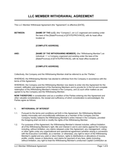 Business-in-a-Box's LLC Member Withrawal Agreement Template