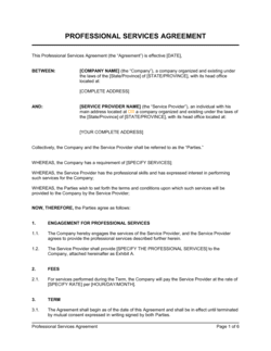 Business-in-a-Box's Professional Services Agreement Template