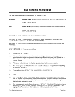 Business-in-a-Box's Time Sharing Agreement Template